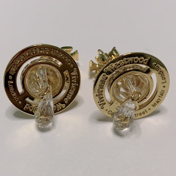 Sold out Vivienne Westwood gold crystal signature Orb drop earrings - Picture 7 of 8